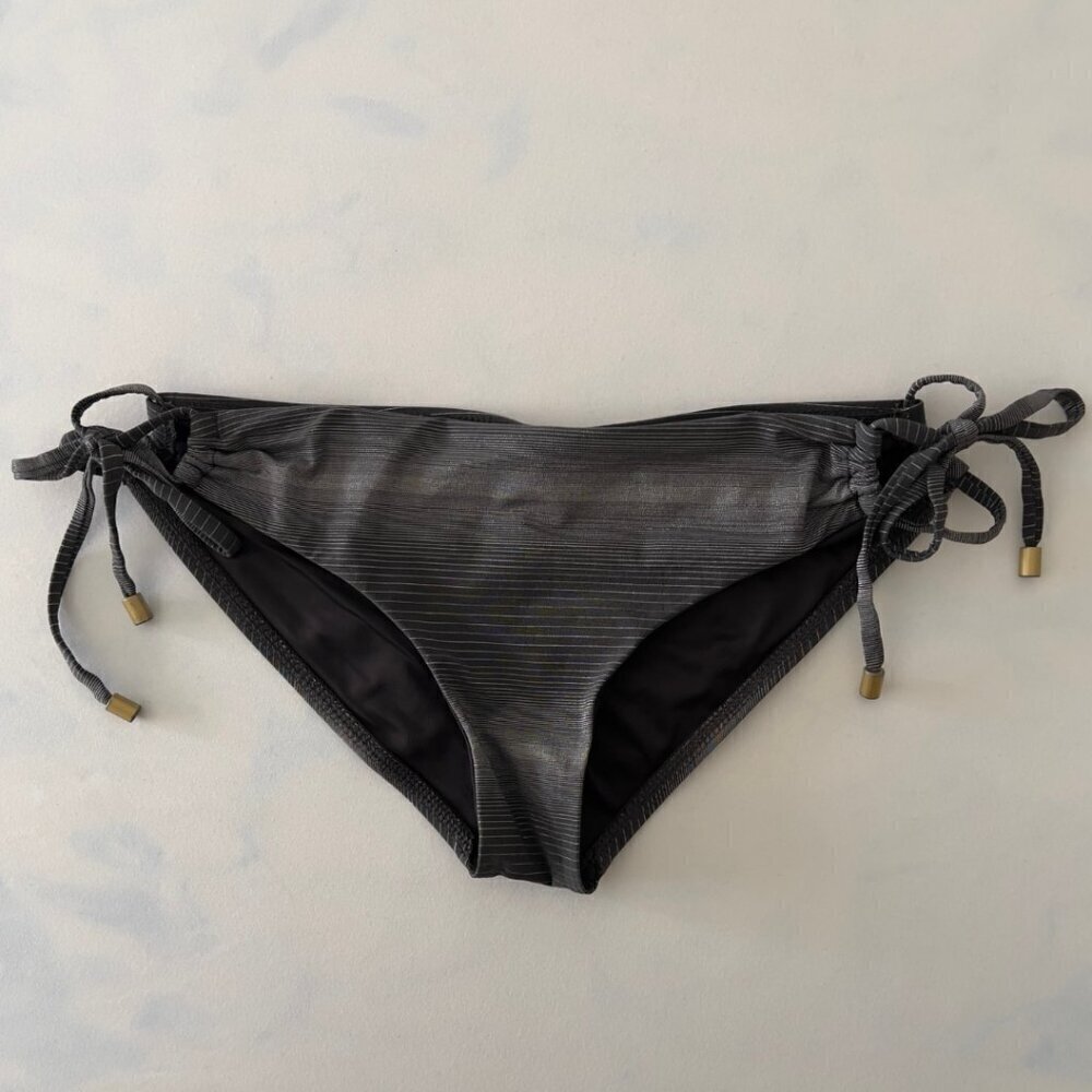 Vitamin A Grey Striped Ruched Butt Swimsuit Bottom